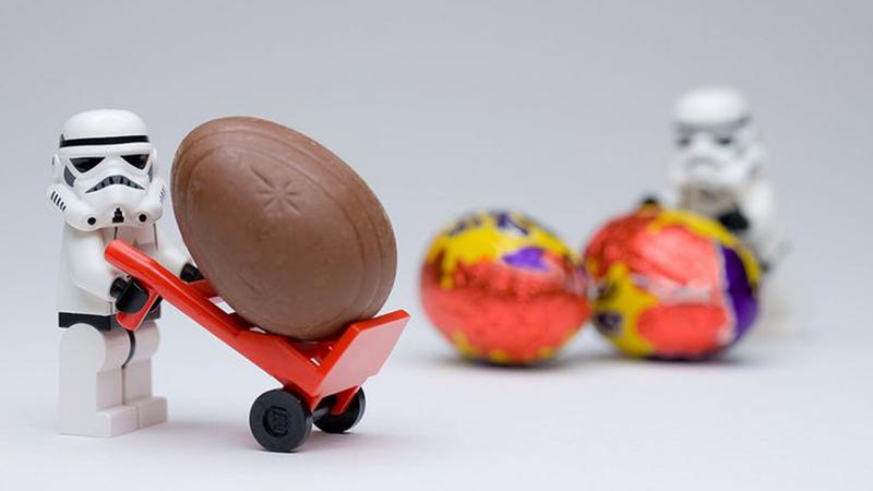 Miniature storm troopers from 'Star Wars' with chocolate Easter eggs