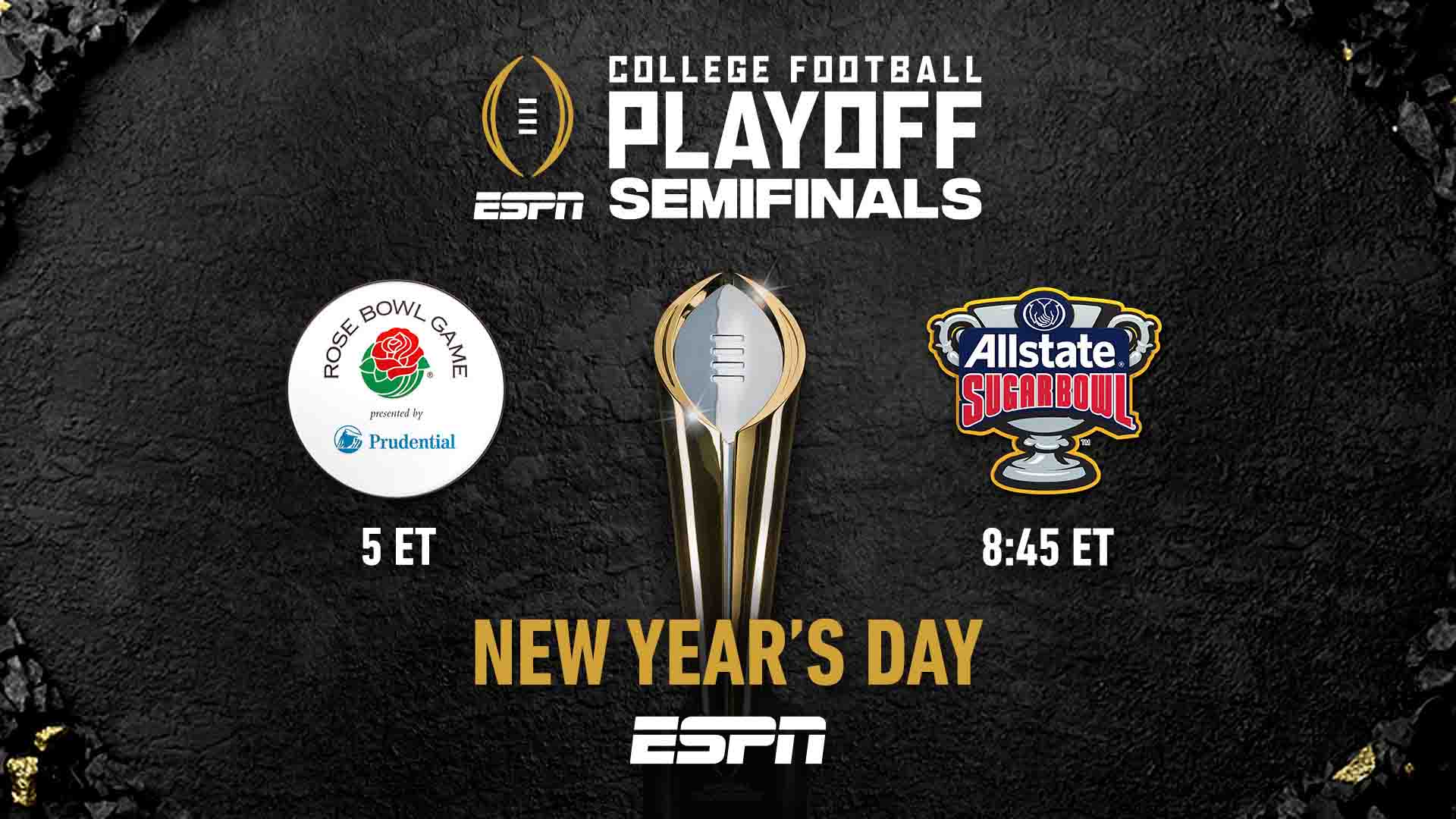 Promo art for Bowl Season and the college football playoff on ESPN