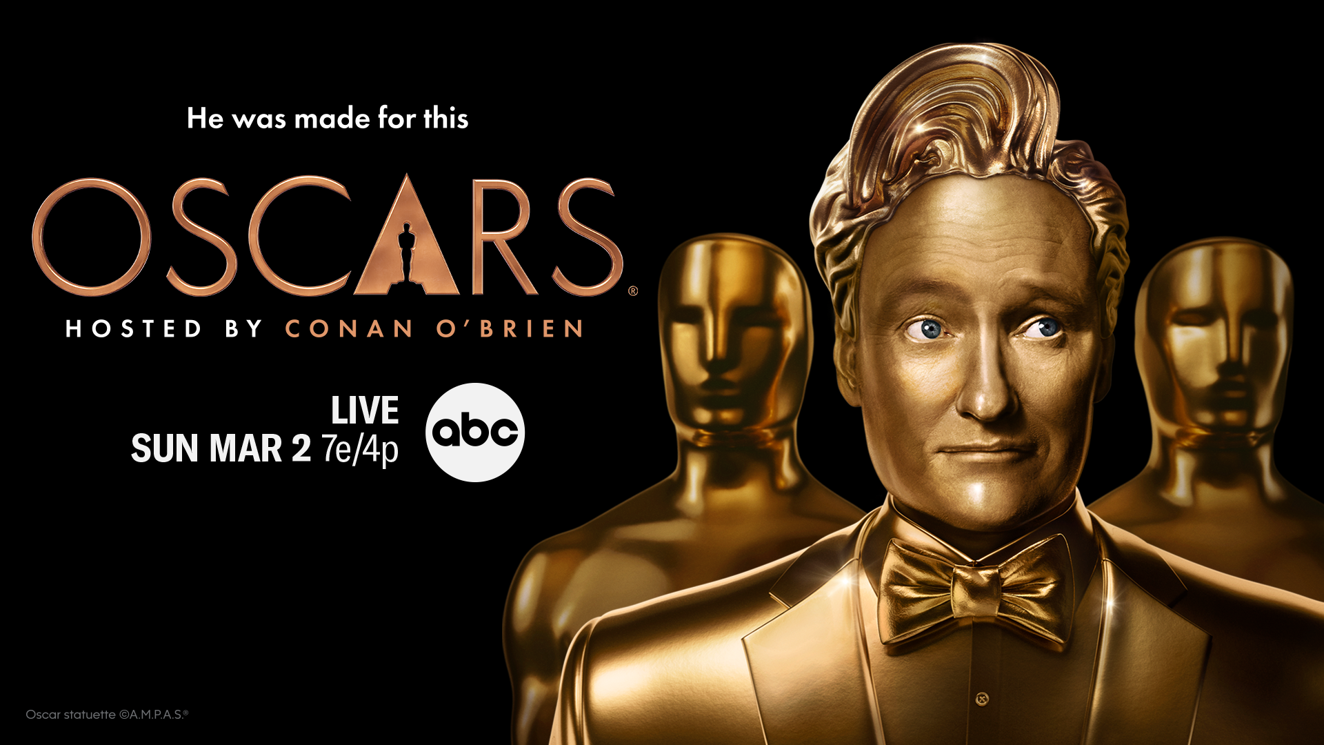 Key art for the 97th Oscars® on ABC with host Conan O'Brien