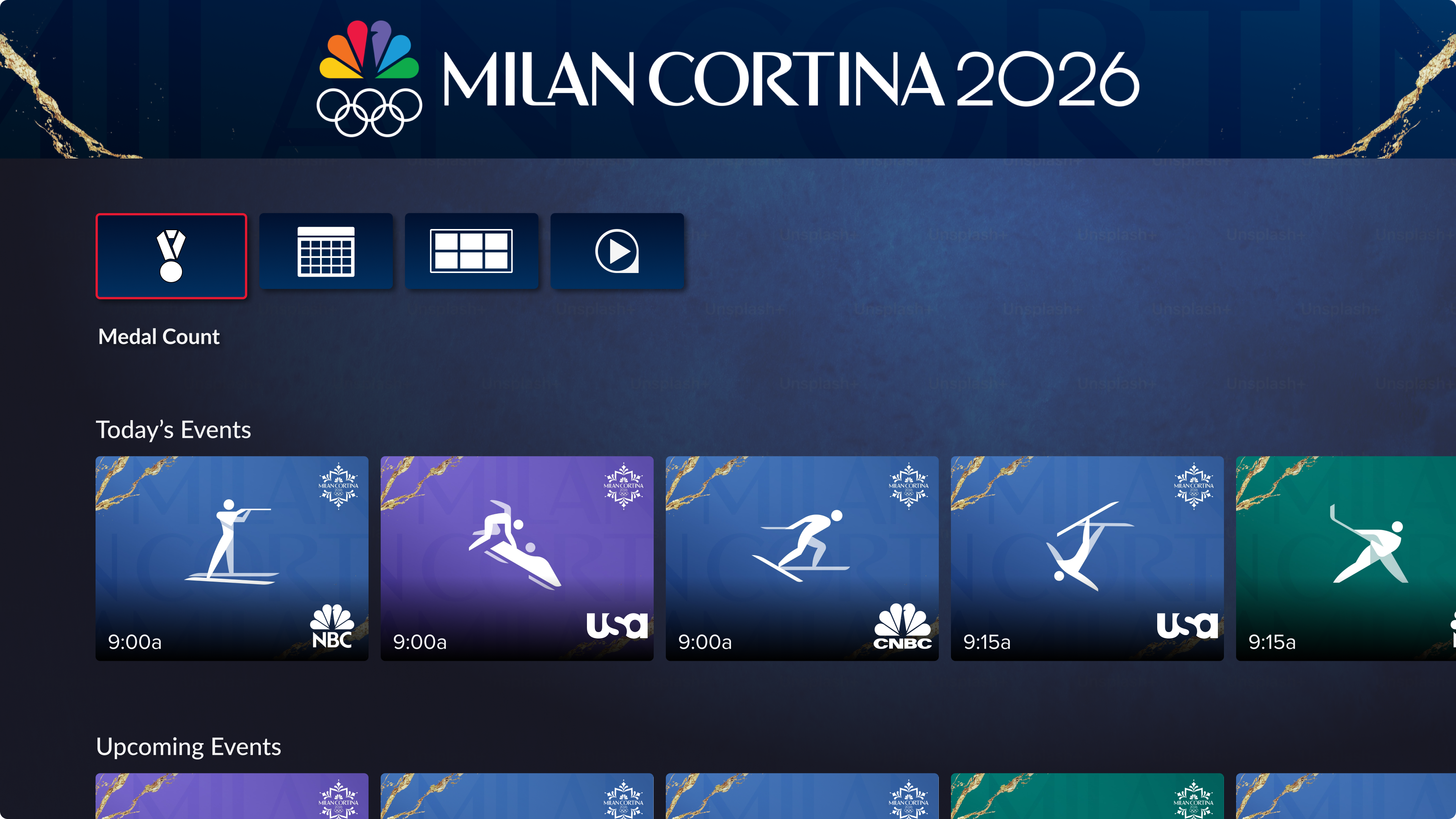 An image of the 2026 Milan Cortina Olympics App on DISH.