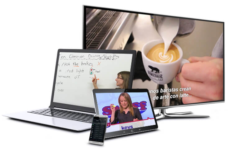 Phone, tablet, and laptop playing from DISH Anywhere