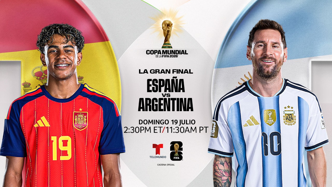 Arte para la final de la Copa del Mundo en Telemundo con Lionel Messi y Lamine Yamal