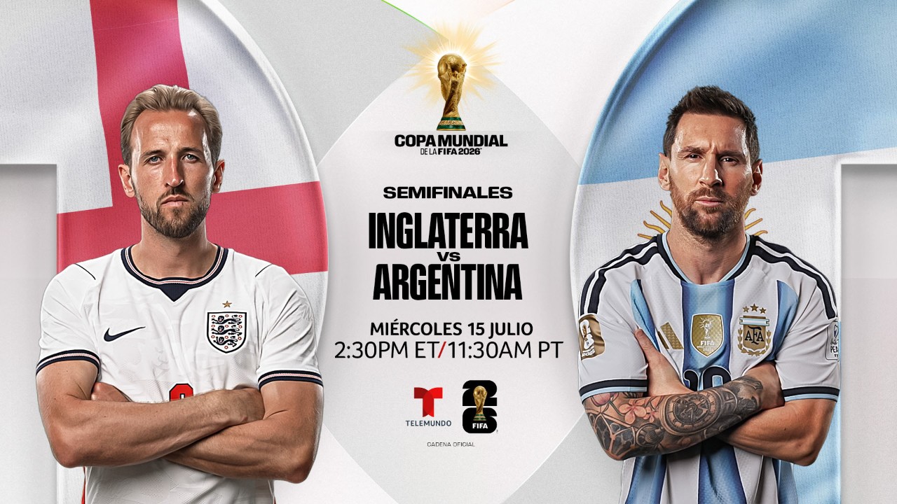 Key art for England-Argentina on Telemundo.