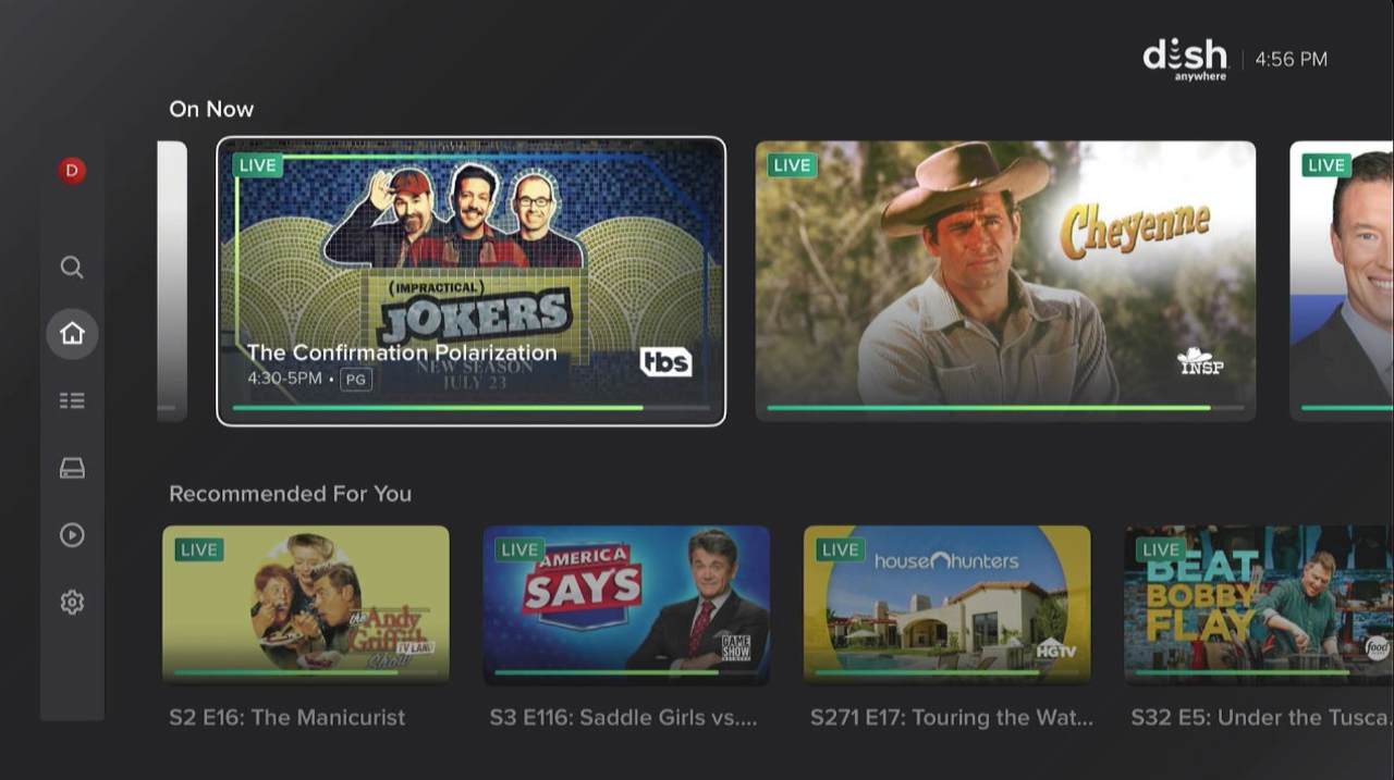 An image of the new DISH Anywhere app interface.