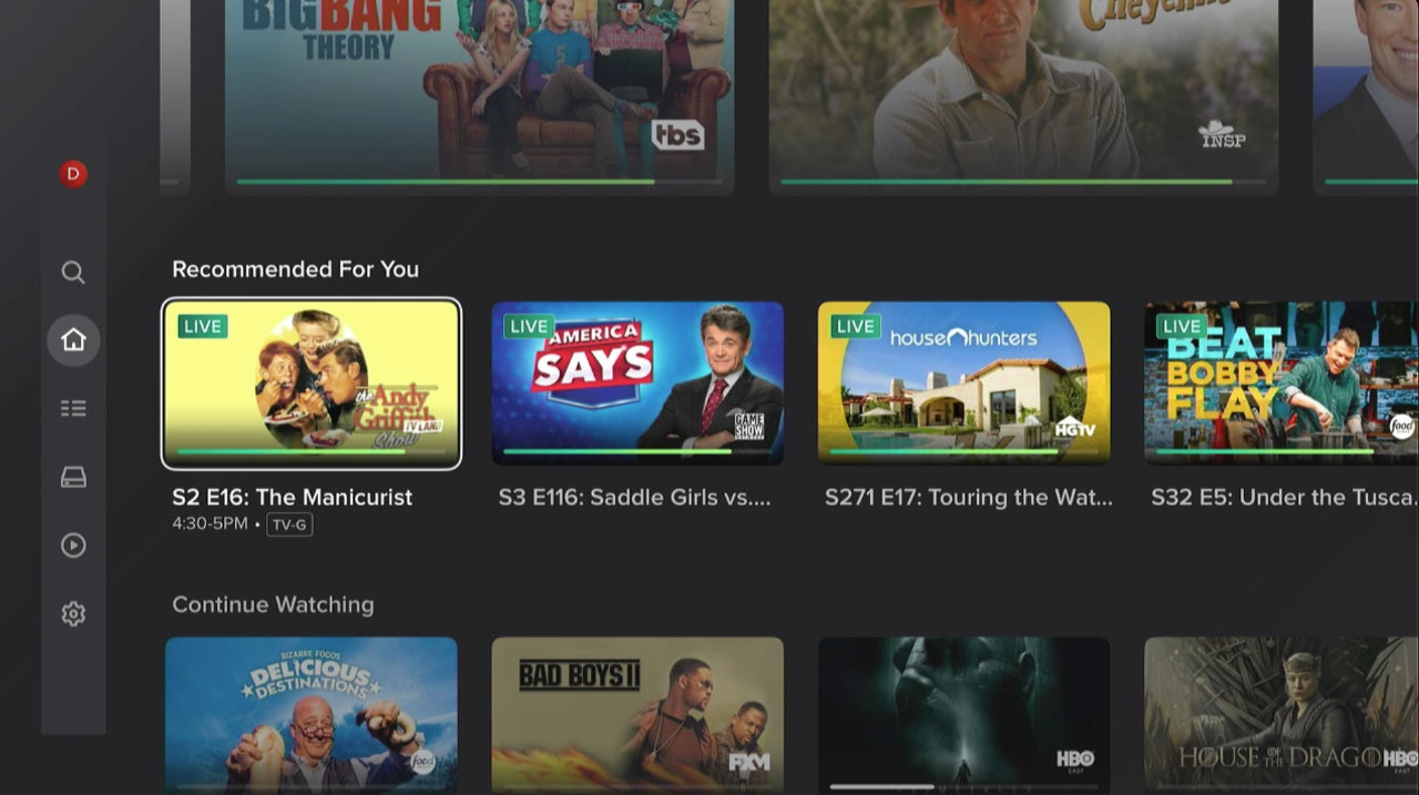An image of the new DISH Anywhere app interface.