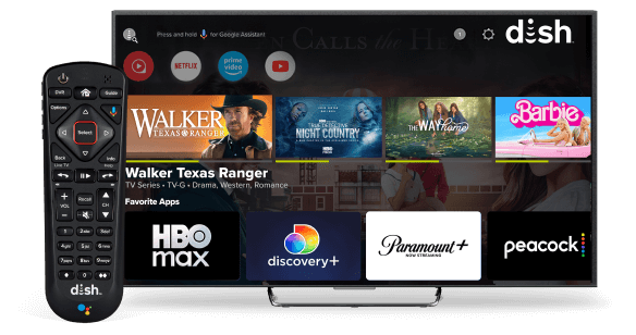 DISH Hopper Plus menu showing apps from the Google Play Store