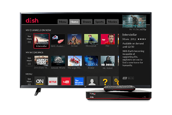view of the DISH TV guide and Hopper 3 DVR