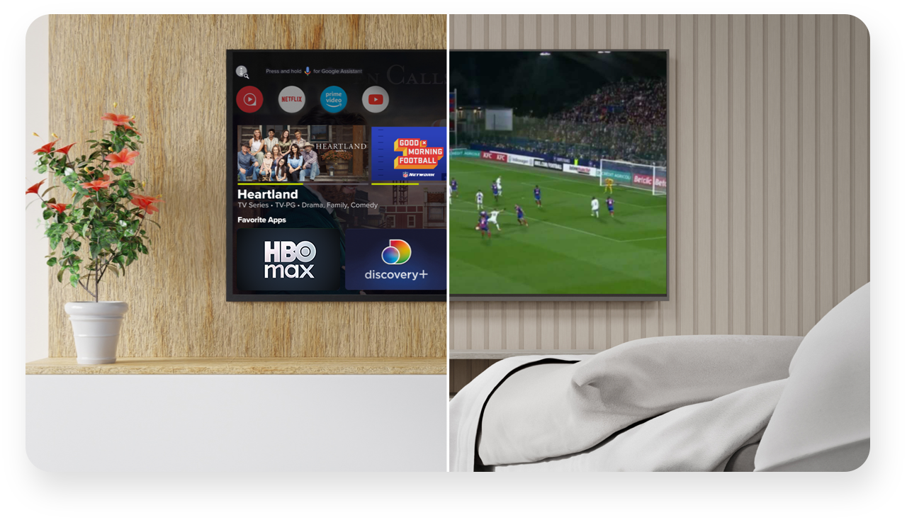 DISH TV playing on two separate TVs at the same time