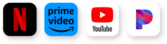 Netflix, Prime Video, YouTube, Pandora icons