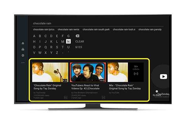 YouTube interface on Dish Hopper screen