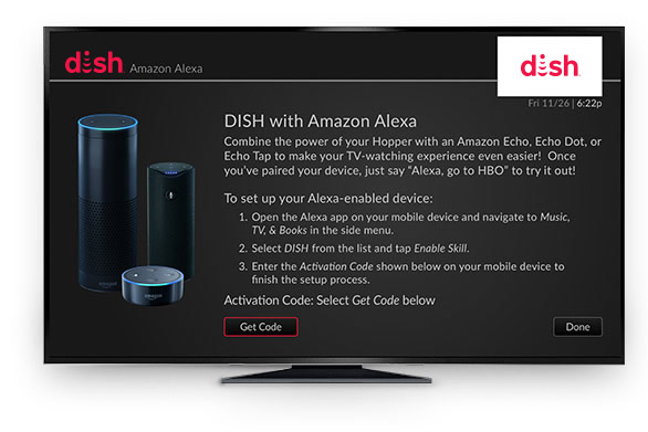 Amazon Alexa setup: get an activation code from your Hopper receiver