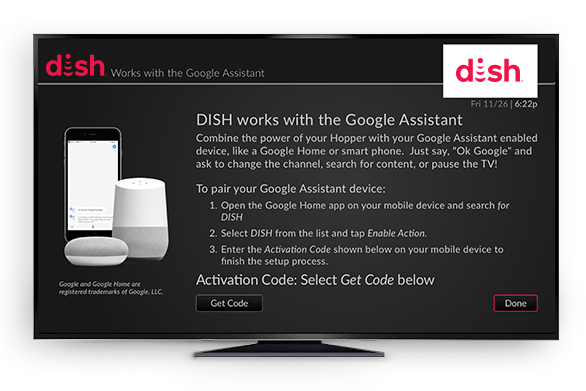 Google Assistant setup: get an activation code from your Hopper receiver
