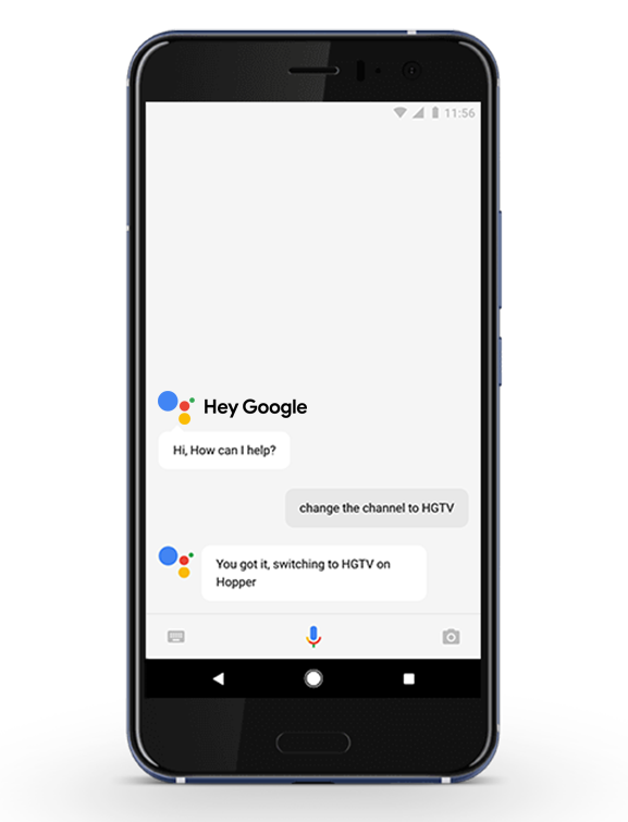 Google Home app: giving commands for DISH Hopper