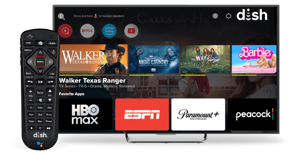 DISH Hopper Plus menu showing apps from the Google Play Store