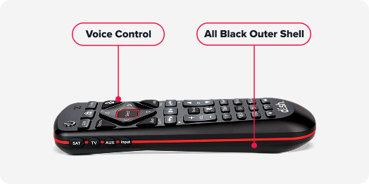 Original DISH Voice Remote: voice control button and all-black outer shell